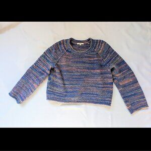 Madewell Kersdale Blue/Multi Galaxy Space-Dyed Pullover Cropped Sweater Wool S